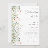 Elegante Veldbloemen Viering van het Leven Kaart (Voorkant)