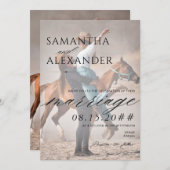 Elegante Vellum Overlay 2 Foto Minimalistische Tro Kaart (Voorkant / Achterkant)