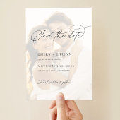 Elegante Vellum Overlay Foto Bruiloft Save the Dat Acryl Uitnodigingen