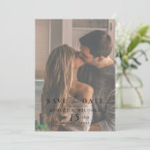 Elegante Vellum Overlay QR Code 2 Foto Bruiloft Save The Date (Staand voorkant)