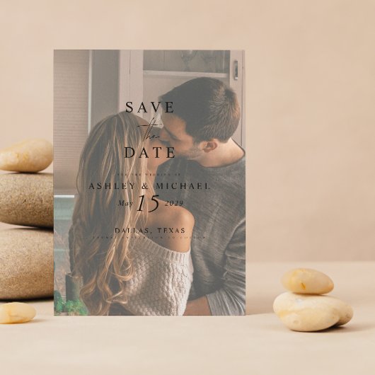 Elegante Vellum Overlay Waterverf Foto QR Code Save The Date