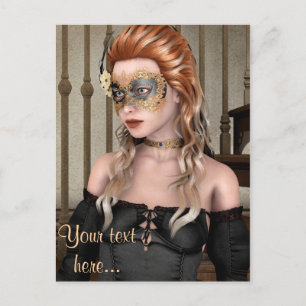 Elegante Venetiaanse Maskerade Portretkunst Briefkaart