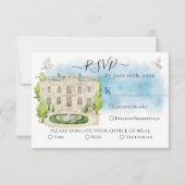 Elegante Venue Fonteinduiven Zomer Bruiloft RSVP Kaart (Voorkant)