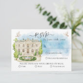 Elegante Venue Fonteinduiven Zomer Bruiloft RSVP Kaart (Staand voorkant)