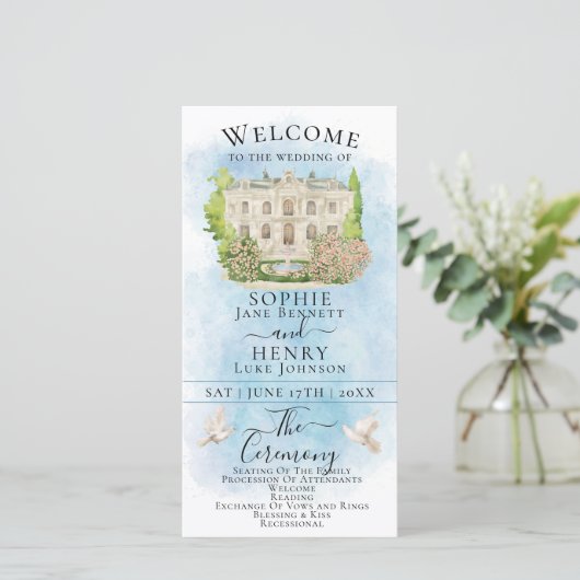 Elegante Venue Fountain Dove Luxe Trouwprogramma (Staand voorkant)