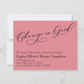 Elegante verandering is goede bewegende roze aanko notitiekaartje (Voorkant)