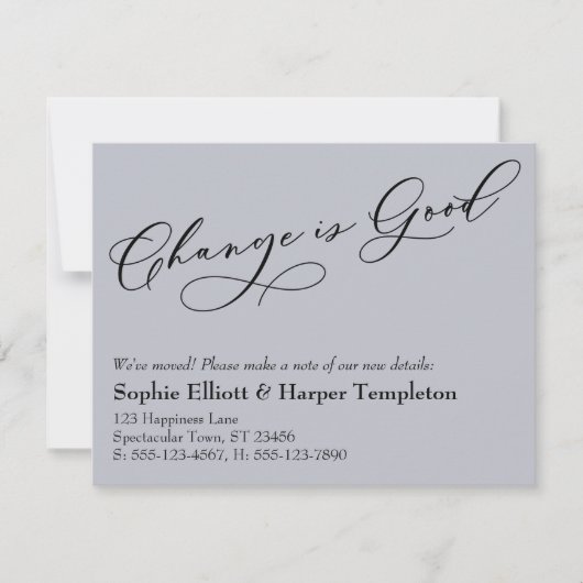 Elegante verandering is goede blauwe bewegende aan notitiekaartje (Voorkant)