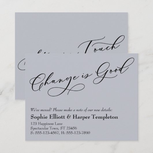 Elegante verandering is goede blauwe bewegende aan notitiekaartje (Voorkant / Achterkant)