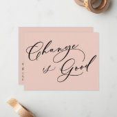 Elegante verandering is goede Blush Bewegende Aank Notitiekaartje (Voorkant / Achterkant in situ)