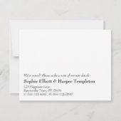 Elegante verandering is goede nieuwe adresaankondi notitiekaartje (Achterkant)