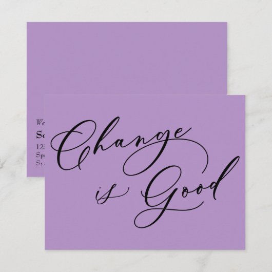 Elegante verandering is goede Paarse bewegende aan Notitiekaartje (Voorkant / Achterkant)