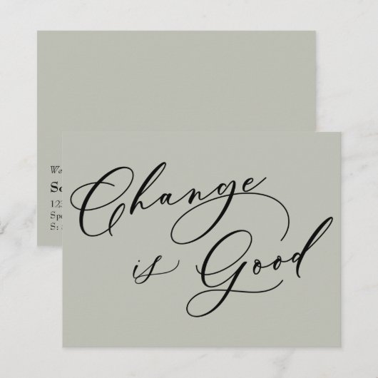 Elegante verandering is goede wijze bewegende aank notitiekaartje (Voorkant / Achterkant)