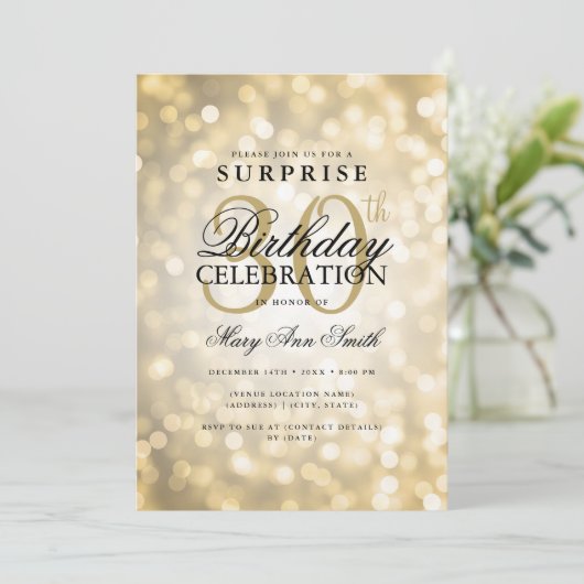 Elegante VERASSING 30e verjaardag Glam gouden lich Kaart (Staand voorkant)