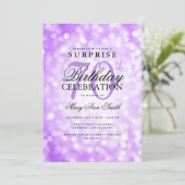 Elegante VERASSING 70ste verjaardag paarse lichten Kaart (Staand voorkant)