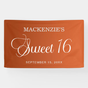 Elegante Verbrand Oranje Sweet 16 Verjaardag Spandoek