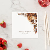 Elegante verbrande oranje bloemige bruiloft servet (Insitu)