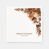 Elegante verbrande oranje bloemige bruiloft servet (Voorkant)