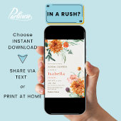 Elegante verbrande oranje herfst bloem bruidsshowe kaart