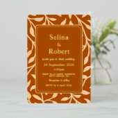 Elegante verbrande oranje herfstbladeren folie uitnodiging (Staand Voorkant)