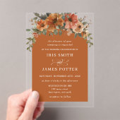 Elegante Verbrande Sinaasappel Roest Koper Bloemen Acryl Uitnodigingen (Insitu (Draagbaar))