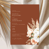 Elegante Verbrande Sinaasappel Terracotta Bloemen  Kaart