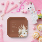 Elegante Verbrande Sinaasappel Terracotta Bloemen  Papieren Bordje (Feest)