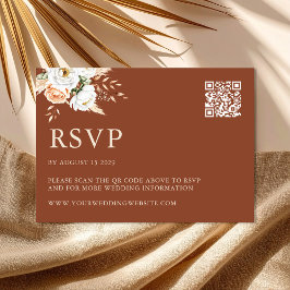 Elegante Verbrande Sinaasappel Terracotta Bloemen  RSVP Kaartje