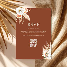 Elegante Verbrande Sinaasappel Terracotta Bloemen  RSVP Kaartje