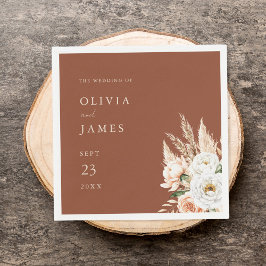 Elegante Verbrande Sinaasappel Terracotta Bloemen  Servet