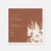 Elegante Verbrande Sinaasappel Terracotta Bloemen  Servet (Voorkant)