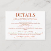 Elegante verbrande Sinaasappels trouwdetails Informatiekaartje (Voorkant)