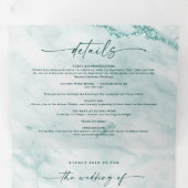 Elegante Verde Pastel Groen Metallic Marmeren brui Drieluik Uitnodiging (Binnenzijde eerst)