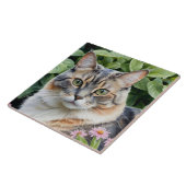 Elegante verdunde schildpad kat in de tuin tegeltje (Zijkant)