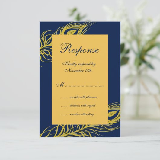 Elegante veren op Navy RSVP (Staand voorkant)