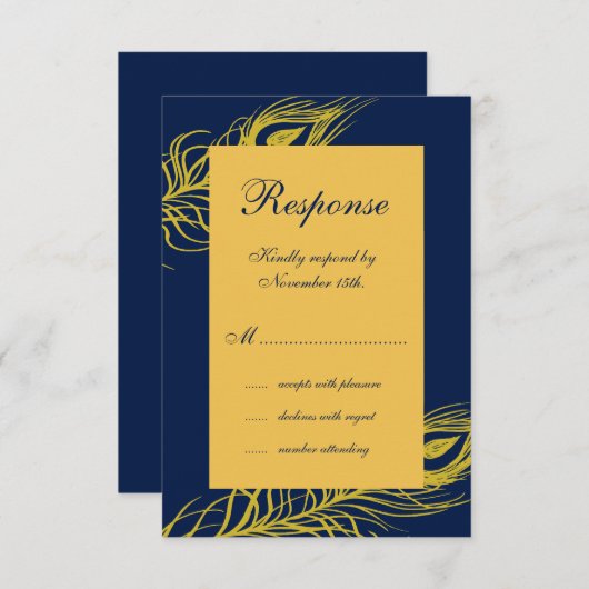 Elegante veren op Navy RSVP (Voorkant / Achterkant)