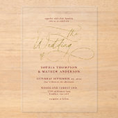 Elegante verfijnde Bourgondië script bruiloft Acryl Uitnodigingen (Voorkant)