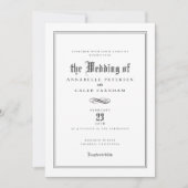 Elegante verfijnde formele zwart witte bruiloft kaart (Voorkant)