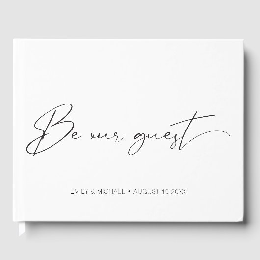 Elegante verfijnde kalligrafie bruiloft gastenboek (Voorkant)