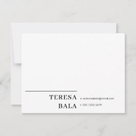 Elegante verfijnde klassieke minimalistische witte notitiekaartje