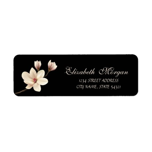Elegante verfijnde Magnolia adres Etiket (Voorkant)