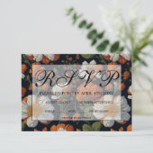 Elegante verfijnde oranje witte bloemenbloemen RSVP kaartje (Staand voorkant)