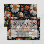 Elegante verfijnde oranje witte bloemenbloemen RSVP kaartje (Voorkant / Achterkant)