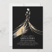 Elegante verfijnde zwart en goud QUINCEAÑERA Kaart (Voorkant)