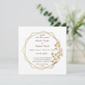 Elegante vergulde bloemen bruiloft uitnodiging (Staand voorkant)