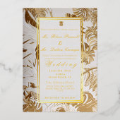 Elegante Vergulde Goud Monstera Folie Uitnodiging (Voorkant)