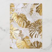 Elegante Vergulde Goud Monstera Folie Uitnodiging (Achterkant)