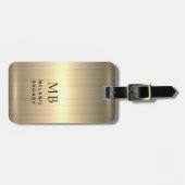 Elegante Vergulde Metalen Initialen Monogram Bagagelabel (Voorkant horizontaal)
