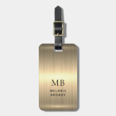 Elegante Vergulde Metalen Initialen Monogram Bagagelabel (Voorkant verticaal)