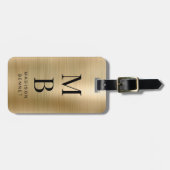 Elegante Vergulde Monogram Metalen Afwerking Bagagelabel (Voorkant horizontaal)