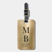 Elegante Vergulde Monogram Metalen Afwerking Bagagelabel (Voorkant verticaal)